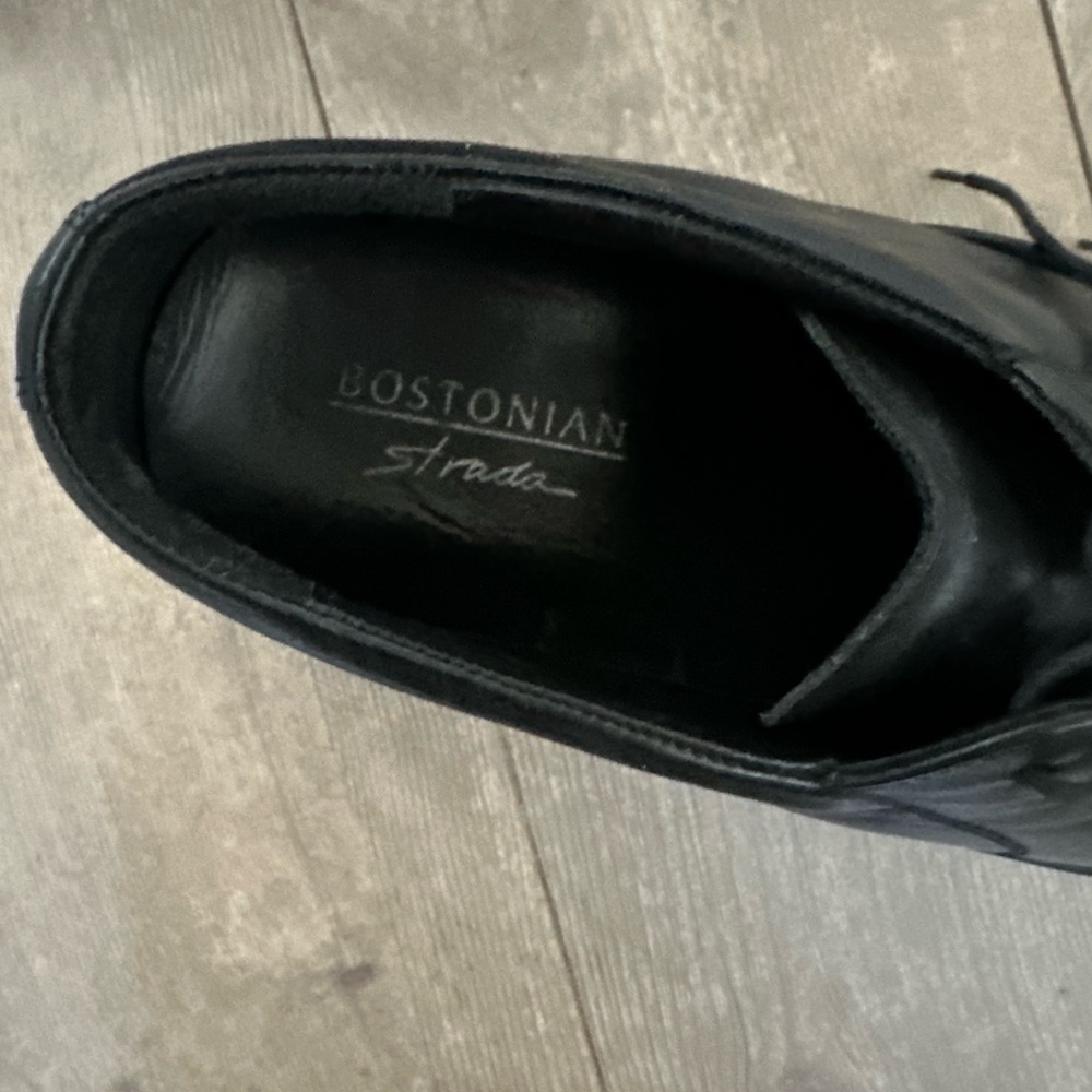 Mens Bostonian Strada Skywalk Black Leather Heavy Dress Shoes 12 Made Italy - Picture 4 of 14